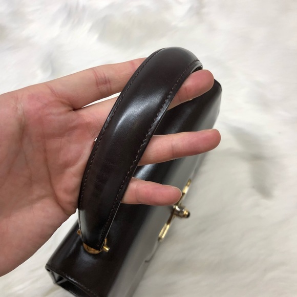 Gucci brown leather box handbag with Opal stone - Picture 4 of 10